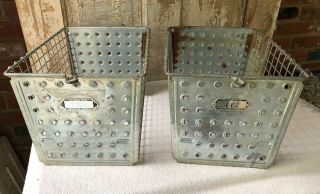 2 Vintage Washburn Co.  Wire Gym Locker Storage Baskets