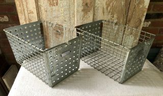 2 Vintage Washburn Co.  Wire Gym Locker Storage Baskets 3