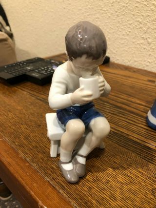 Vintage Bing & Grondahl B&g Porcelain Figurine 1713 Boy On A Stool 5.  5 "