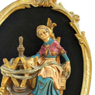 Vintage Set of 2 Empire Italy 3D Wall Art Plaque Hanging Picture Man Woman Resin 3