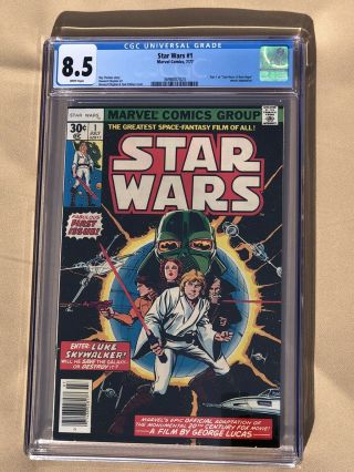 Marvel Comics Star Wars 1 First Print 7/1977 Cgc 8.  5 White Pages Anh Vader Luke
