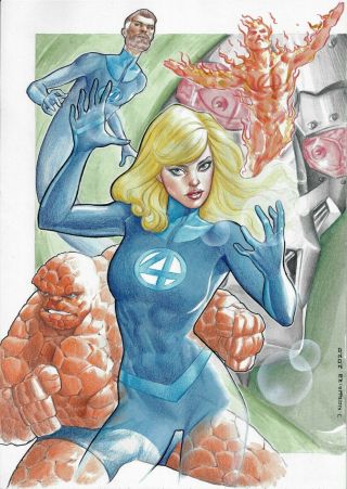 Fantastic Four (11 " X17 ") 1/1 Unique Comic Art By Jarbas Nogueira