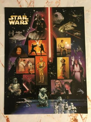 2007 Star Wars Stamps Sheet Usps ($0.  41 X 15) Yoda Han Solo Chewie