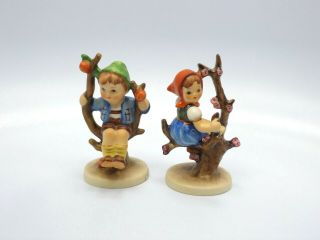 Goebel Hummel Figurines 141 3/0 Apple Tree Girl/ 142 3/0 Apple Tree Boy,  Tmk - 5