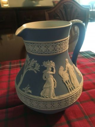 Vintage Wedgwood Jasperware Blue/white 5 " Small Pitcher 36 Made In England