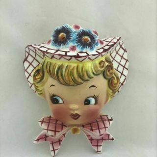 Vintage 1950s Miss Dainty Wall Pocket Blonde Hair Girl Lady Geo Z.  Lefton