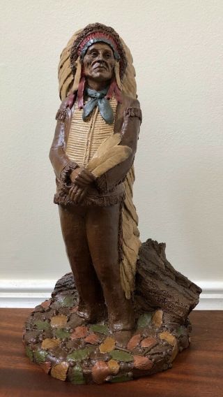 Tom Clark Chief Hollow Horn Bear Cairn Gnome Signed Indian Statue Native America