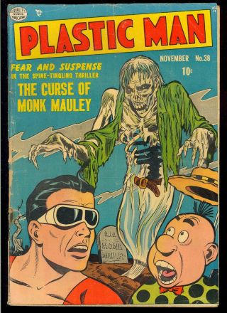 Plastic Man 38 Pre - Code Horror Cover Golden Age Quality Comic 1952 Gd,