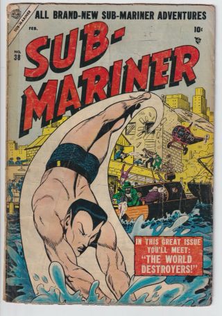 1¢ Low Grade Comic Sub Mariner 38 1955 Atlas - Marvel Comics