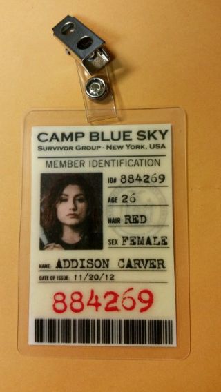 Z Nation Id Badge - Addison Carver Cosplay Costume