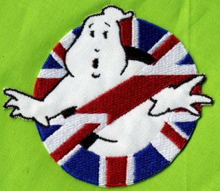 British/UK Flag Style Embroidered ADULT Size Ghostbusters No Ghost Iron On Patch 2