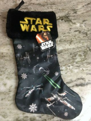 Disney Star Wars Christmas Stocking W Tags 18 " X - Wing/snowflakes