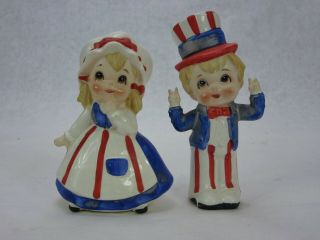 Lefton Fourth Of July Boy Girl Figurines 5 "