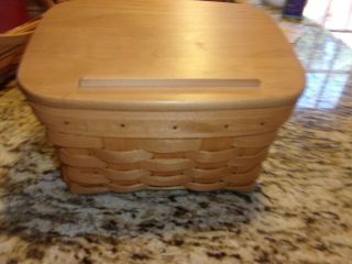 Longaberger Recipe Basket With Wood Lid And Recipe Cards And Dividers
