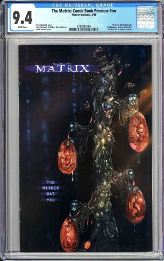 Matrix: Comic Book Preview Nn Cgc 9.  4 Wp (1999) 3703305006 Recalled Rare