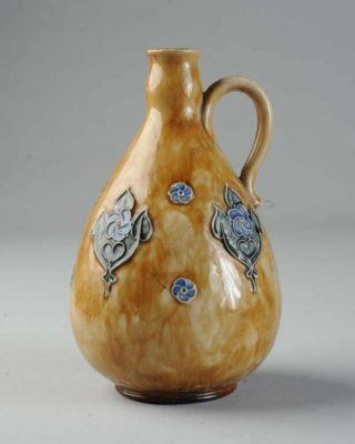 Royal Doulton Art Nouveau Stoneware Bottle Vase_florrie Jones Decorated