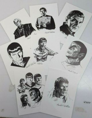Vintage 1987 Star Trek Vulcan Art Print Set Of 8 By Stidham - Spock/sarek (j - 6074)