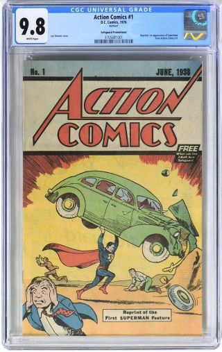 E002.  Action Comics 1 Dc Cgc 9.  8 Nm/mt (1976) Safeguard Reprint; 1st Superman
