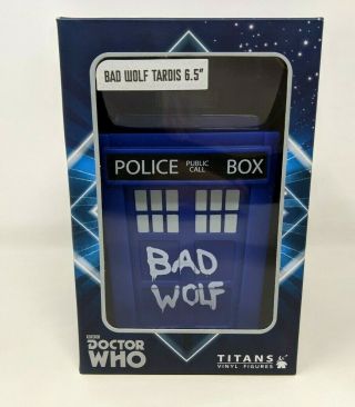 Titans Bbc Doctor Who Bad Wolf Tardis Blue Police Box 6.  5 " Vinyl Figure Fp20