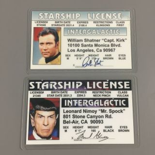 Star Trek - Starship Licence Novelty Souvenir - James Kirk & Spock - 2000