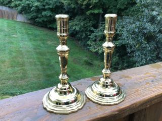2 Virginia Metalcrafters Solid Brass Candle Stick Holders Cw 16 - 36 8.  75”