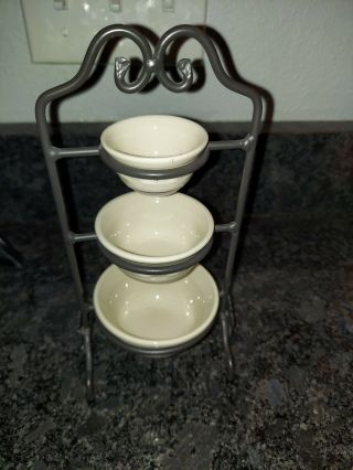 Longaberger Collectors Club Miniature Wrought Iron Stand And Mixing Bowl Set
