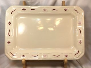 Longaberger Pottery Woven Traditions Heritage Red Large Platter 9 " X 13”