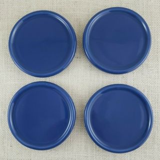 Longaberger Pottery Coaster - Lid - Candle Plate Set Of Four - Cornflower Blue