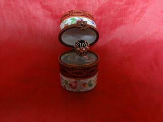 Very Fine French Limoges Peint Main Hinged Trinket Box With Perfume Bottle