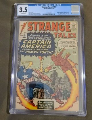 Strange Tales 114 Cgc 3.  5 1st Captain America Since 1954 Acrobat Marvel Comics