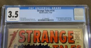 STRANGE TALES 114 CGC 3.  5 1ST CAPTAIN AMERICA SINCE 1954 ACROBAT MARVEL COMICS 2