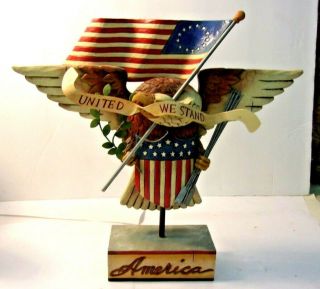Jim Shore Heartwood Creek Patriotic Eagle With Flag United We Stand 4013282 9 "