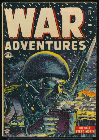 War Adventures No.  12 1952 Atlas Pre - Code War Comic Book Grey Tone Cover 4.  0 Vg