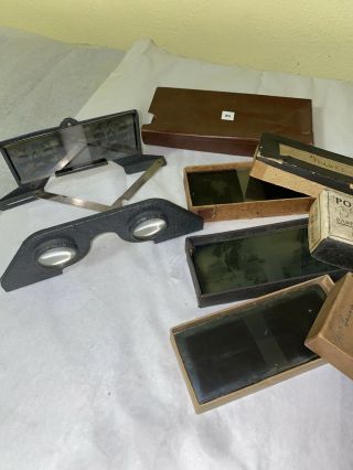 Made In France Stereoslide Viewer With 3 Boxes Of Glass Slides