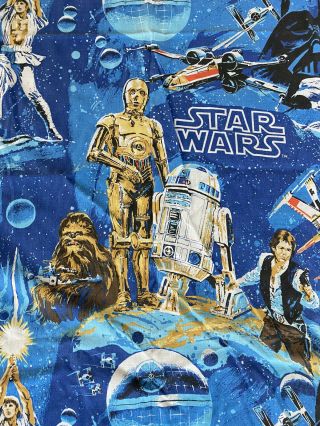 Vintage Star Wars 70s Fitted Bed Sheet Twin Muslin Bibb Chewbacca Princess Leah