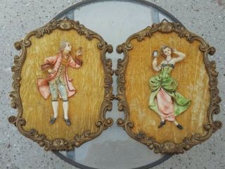 Vintage 2 13 " X 10 " Depose Italy 93 Victorian Dancers 3d Wall Plaques