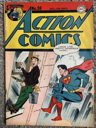 Action Comics 98 Superman 1946 Great Cover Tear At Bottom
