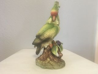 Andrea By Sadek Green Cockatoo Bisque Porcelain Figurine 5959