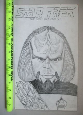 Star Trek – Michael Dorn As Lt Worf– 1995 Art Drawing – Hand Drawn - Not A Print