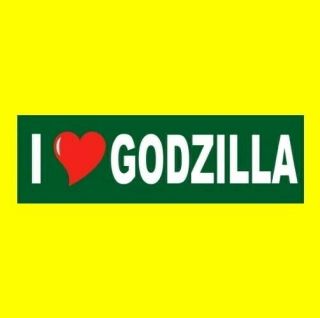 " I Love Godzilla " Window Decal Bumper Sticker Sign,  Vintage Movie Monster,  Japan