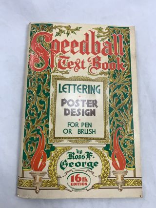 Vintage 1952 Speedball Text Book Lettering Poster Design For Pen Brush 16th Ed