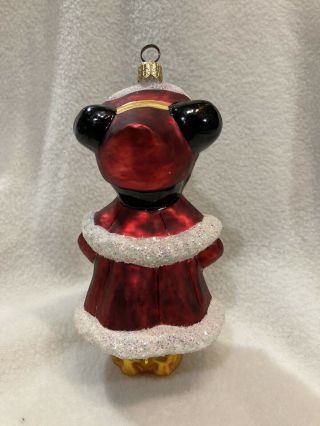 RARE Christopher Radko Disney Minnie Mouse Caroler Christmas Glass Ornament 3