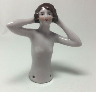 Art Deco Beauty Flapper Lady Figurine Bisque Half Doll Porcelain Germany Vtg