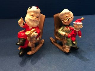 Lefton Japan Santa Claus Mr & Mrs Rocking Chair S&p Shakers Christmas Vintage