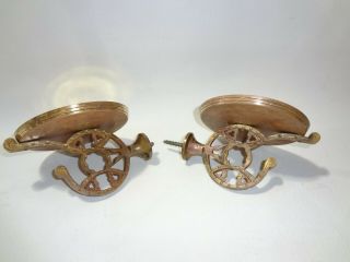 Set Of 2 Vintage Brass Round Candle Holder Wall Sconces