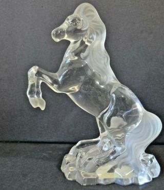Nachtmann Bleikristall 24 Lead Crystal Rearing Horse Figurine Germany 7 1/2 "