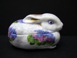 Vintage Vista Alegre Portugal Hand Painted Rabbit Trinket Box