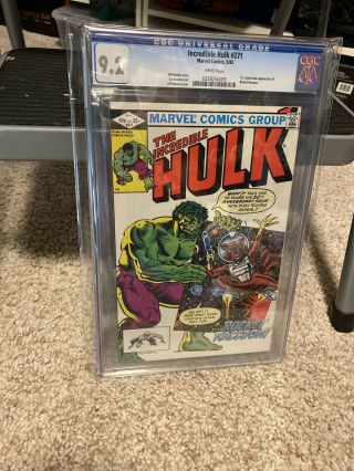 Marvel Comics Incredible Hulk 271 Cgc 9.  2 White Pages 1st App.  Rocket Raccoon