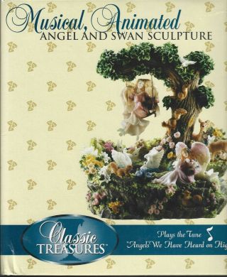 Classic Treasures Musical Animated Angel And Swan Sculpture