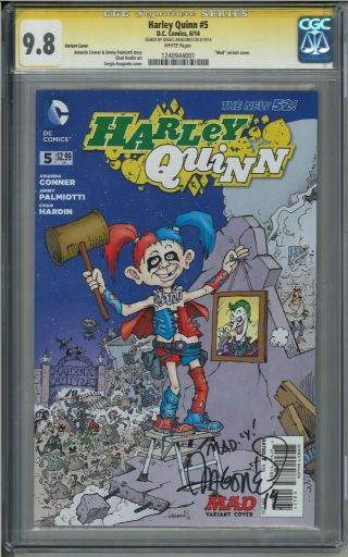 Harley Quinn 5 Mad Variant Comic Cover Ss Cgc 9.  8 Signed By Sergio Aragones
